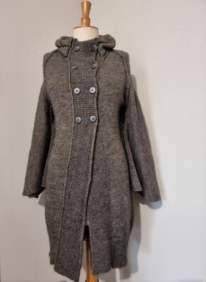 LA FEE MARABOUTEE : GILET CAPE MARRON À BASE DE LAINE ET MOHAIR MANTEAU - Photo 1/4