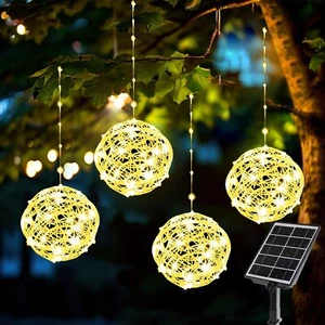 Christmas Outdoor Lights String Waterproof Solar Ball For Tree 4 Pack 160 Led - Picture 1 of 6