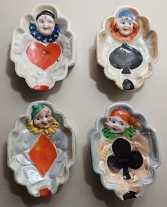 GROUP OF FOUR (4) VINTAGE JAPAN PLAYING CARD MOTIF ASH TRAY'S FACE KITSCH - Bild 1 von 11