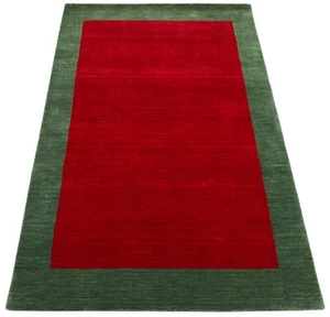 Red Green Carpet 100% Wool Gabbeh 120x180 CM Hand Woven Home Deco WR154 - Picture 1 of 6