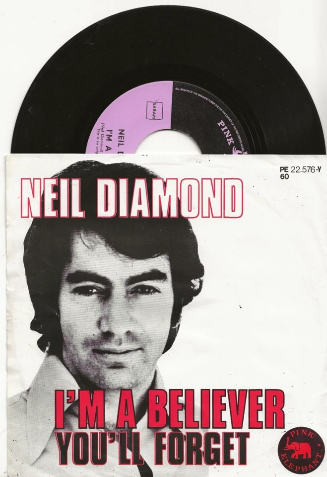 NEIL DIAMOND I'M A BELIEVER 1971 SINGLE FROM BELGIUM, DIFFERENT PIC SLEEVE - Image 1 of 1