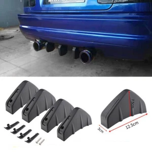 4PCS Glossy Black Car Accessories Rear Bumper Lip Diffuser Shark Fins Splitter - Picture 1 of 7