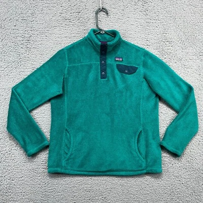 Patagonia Re‑Tool Snap‑T Pullover Girls XXL Teal Green X‑Dye Polartec Fleece - Image 1 of 4