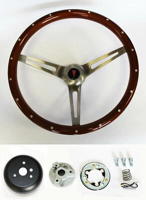 1964 1965 1966 Pontiac GTO Wood Steering Wheel 15" High Gloss Grip with Rivets - Image 1 of 4