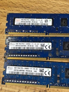 12GB (3x4GB) SK hynix DDR3 1600MHz PC3-12800U RAM Lot - As-Is, Appears New - Picture 1 of 6