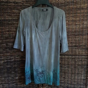 Art Of Cloth Tie Dye Tunic T- Shirt Women's Small Gray Artsy Lagenlook Abstract - Picture 1 of 5