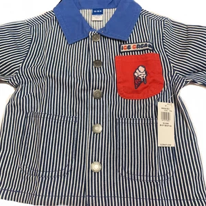 Chaqueta a Presión Rayas Ferrocarril Sarga Bebé 12-18 M Cuello Suelto Bolsillo Helado - Imagen 1 de 10