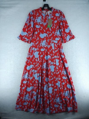Boden Red Ruffle Seamed Midi Dress - Poppy Red Nwt $149 Size 8 - Image 1 of 4