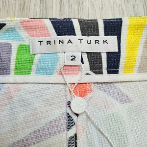 Trina Turk Chevron Stripe Shorts Size 2 - Picture 1 of 6