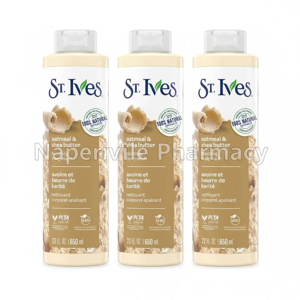 Paquete de 3 jabones corporales calmantes St. Ives para mujer, avena y manteca de karité 22 oz (650 ml) Foto 1 de 4