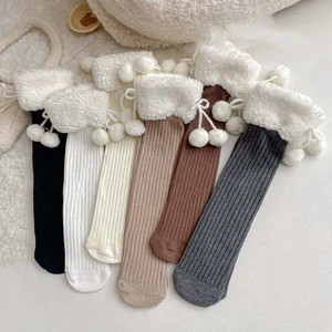 Cotton Lamb Wool Stocking Autumn&Winter Bow Socks Cute Plush Hosiery Girls - Picture 1 of 17