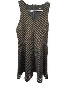 Mossimo Gold Black Fit & Flare Midi Dress Medium Whimsigoth Dark Academia Lined - Picture 1 of 10