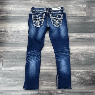 Pantalones de mezclilla Rock Revival Ciel Easy Capri estrás bolsillo con tachuelas para mujer talla 25 Foto 1 de 4