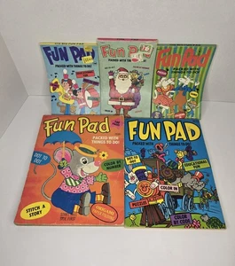 Vintage 1970s Fun Pads Lot Of 5 Lightly Used Activity Pads Puzzles Word Searches - Picture 1 of 24