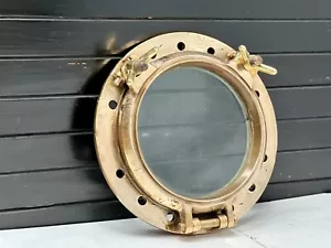 Marine Ship Original Vintage Brass Heavy Round Porthole Window With 2 Dogs Lot 2 - Picture 1 of 10
