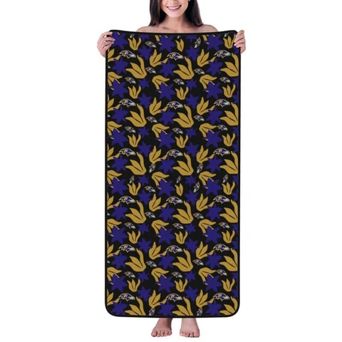 Baltimore Ravens Soft Coral Velvet Bath Towel Soft Travel Bath Towel 27x55in Cover