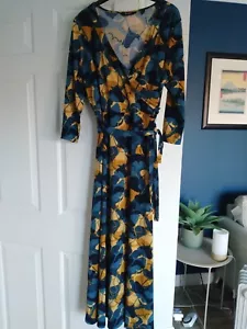 du Jour dress size Large Maxi blue/gold Brand new free P&p - Picture 1 of 4