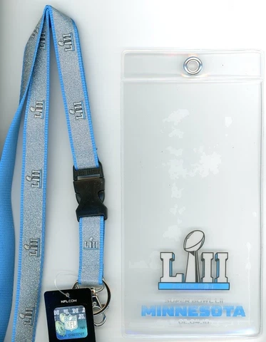Super Bowl LII Ticket Holder & Sparkle Lanyard 52 Patriots Eagles Minnesota NFL Cover