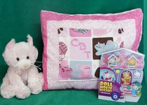 Toddler Child KITTY CAT Board Book with Pocket Pillow & Kitty Cat Stuffed Animal - Picture 1 of 5
