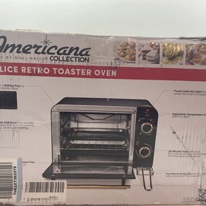 American Elite By Maxi-Matic Collection 4 Slice Retro Toaster Oven Black - Picture 1 of 8