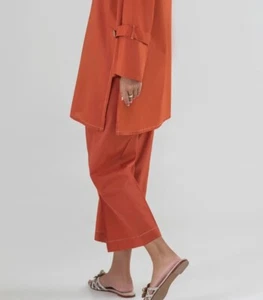 Pantalones indios paquistaníes coral naranja liso SOLO para Kameez vendedor de EE. UU. S-M nuevos - Imagen 1 de 1