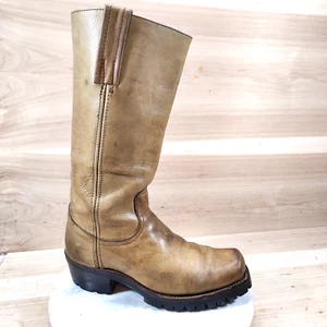 Vtg 70s Frye Campus Calvary Boots Women 8.5 / Men 7 D Yellow Lug Black Label - Picture 1 of 11