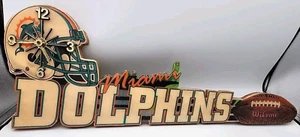 Vintage Miami Dolphins Helmet Wall Clock Wood Tested - Picture 1 of 9