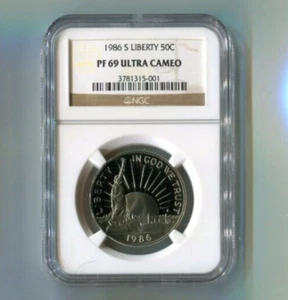 1986 S US 50 Cent Statue of Liberty Coin NGC PF69 Ultra Cameo UC - Picture 1 of 2