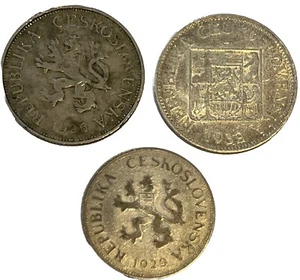 1926 5 Korun 1929 5 Korun & 1932 10 Korun Czech Silver 3 Coins - Picture 1 of 2