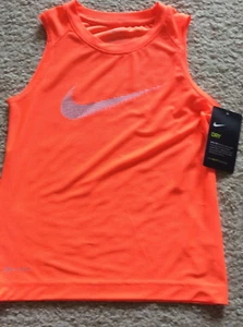 Nike Dry-Fit Boys tank top sleeveless / Hyper Crimson Orange / Size 5 *New* - Picture 1 of 3
