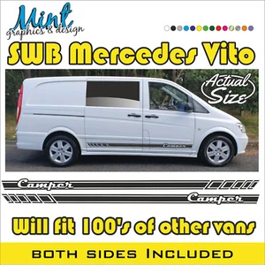 SWB Mercedes Vito Camper Wohnmobil Streifen Aufkleber Sticker Van Grafik 048 - Bild 1 von 4