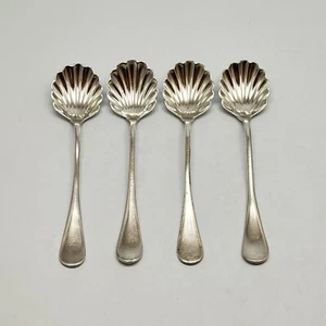 F Broggi Silver Plate Shell Spoon Twisted Handle SL Engraved 4Pc - Picture 1 of 13