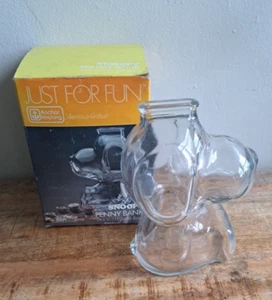 Vintage Anchor Hocking Snoopy Clear Glass Penny Bank - Picture 1 of 6