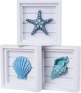 3D Art Beach Wall Decor Coastal Decor for Home(6.3 X6.3 ) Ocean Decorations Sets - Picture 1 of 12