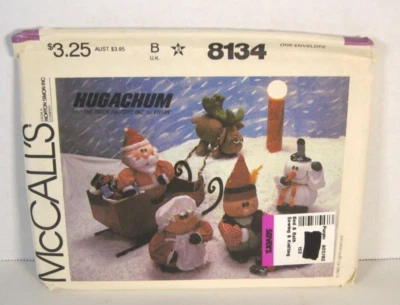 McCall's 8134 Hugachum Stuffed Santa, Mrs. Claus, Elf & Reindeer Pattern Uncut - Image 1 of 2