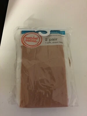 PACK DE 2 PANTIMEDIAS BEIGE CLARO TRANSPARENTE NUEVAS PARA NIÑA TALLA 4-6 WONDER NATION Foto 1 de 4