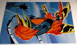 Vintage Space Cruiser YAMATO Star Blazers ANIME Cel Print COSMO FIGHTER SHIP ATTACK - Bild 1 von 2