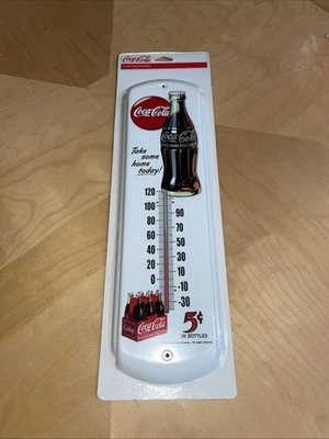 2009 Coca Cola 5 Cent Bottle Metal White Thermometer Sign New Sealed Mint Retro - Image 1 of 4