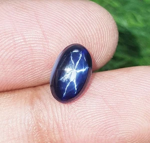 3.72Ct Lab Grown Blue Star Sapphire Oval Cabochon 6 Rays Loose Gems 10.48x6.68MM - Picture 1 of 6