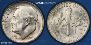 FEHLER/VARIETY 1948-S/S Roosevelt Dime RPM-6 ANACS MS-64 ONE MESSED UP 'S' L@@K! - Bild 1 von 3