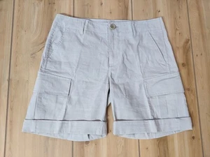 Theory Linen Blend Milias Cargo Shorts Womens Size 0 Tan Cuffed Modern Pockets - Picture 1 of 10