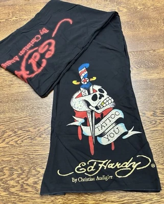 TOTALMENTE NUEVO Bufanda Extra Larga De Colección Ed Hardy por Christian Audigier, Tattoo You Foto 1 de 4