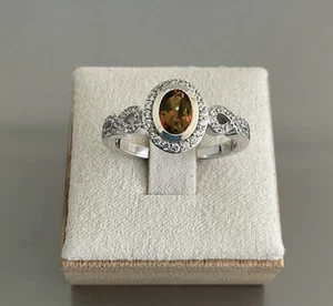 Goldener Mystic Topas, farbloser Zirkon Infinity Ring 1,40 ctw 925 Silber Größe 9 - Bild 1 von 19