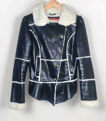 复古 Apple Bottoms 人造皮革黑色女式 Y2K 夹克外套 M 码 — 第 1/4 张图片