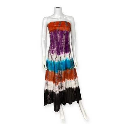 Maxi Vestido Solitario Para Mujer Tie Dye Convertible Midi Falda Boho Festival M Foto 1 de 4