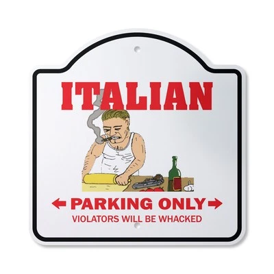 Italian Plastic Sign Parking Italy Mafia Mobster Food Pizza Mob - Image 1 of 4