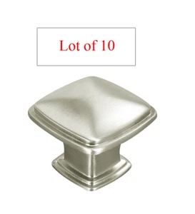 10 Satin Nickel Kitchen Cabinet Drawer Square Knobs Pulls 31MM 1 1/4" Brushed - Picture 1 of 2