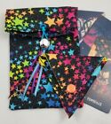 Tarot/Oracle Card Pouch Handmade Neon Stars with Charm PLUS Crystal Pouch