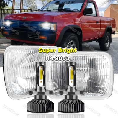 Faro LED 9003 H4 7x6 pulgadas haz alto-bajo para camioneta Nissan carrocería rígida D21 240SX Foto 1 de 4