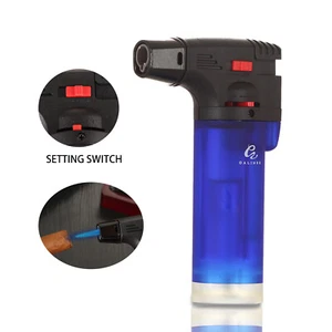 Blue Single Jet Torch Cigar Lighter Adjustable Flame Flame Butane Refillable - Picture 1 of 8